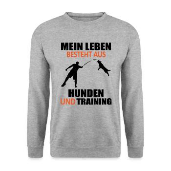 Hundetraining Hundetrainer Spruch Lustig Geschenk - Unisex Pullover - Weißgrau meliert - Vorne - Alina (178cm) & Michal (187cm)