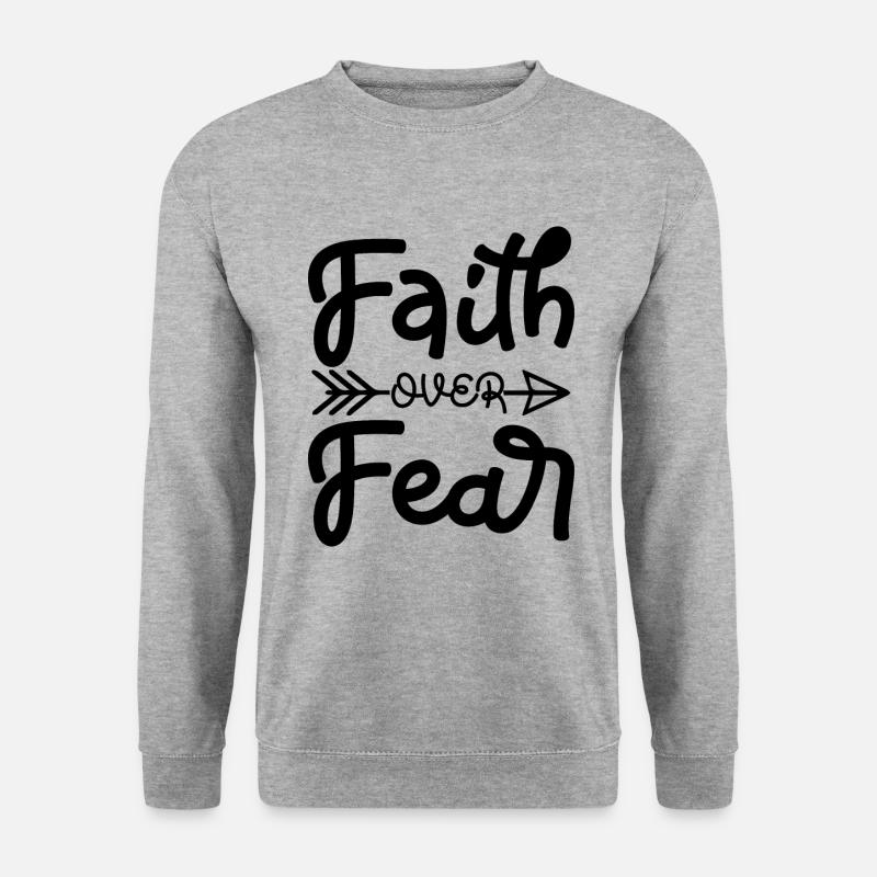 Faith Over Fear - Unisex Pullover - Weißgrau meliert