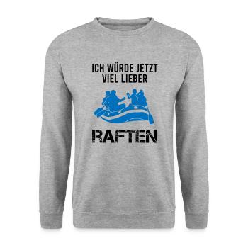 Rafting Wildwasserboot Lustiger Spruch Geschenk - Unisex Pullover - Weißgrau meliert - Vorne - Alina (178cm) & Michal (187cm)