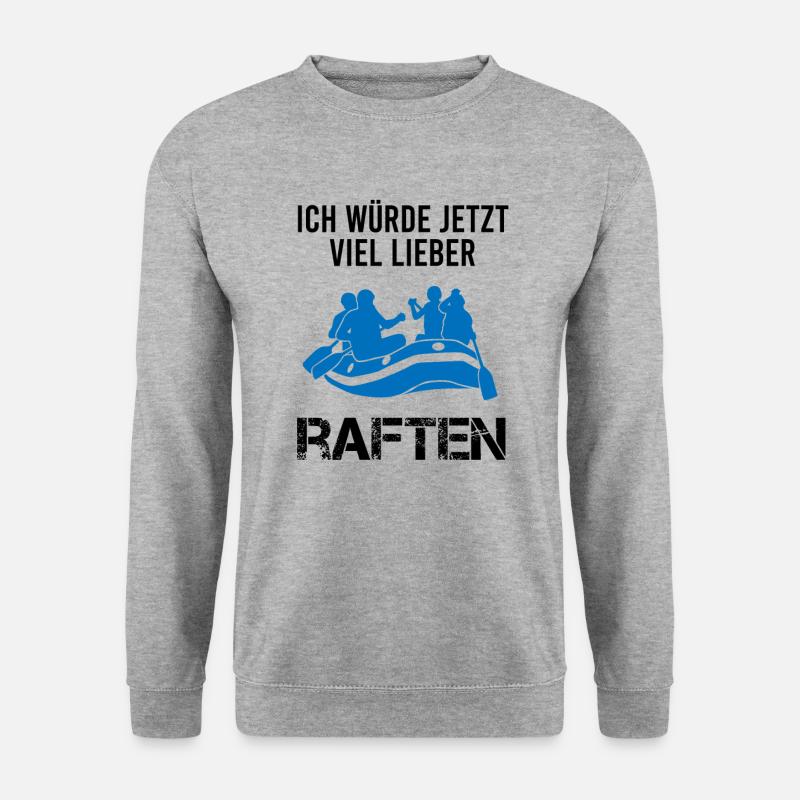 Rafting Wildwasserboot Lustiger Spruch Geschenk - Unisex Pullover - Weißgrau meliert