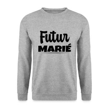 Homme Futur Marié Cadeau Humour EVG - Sweat-shirt Unisexe - gris chiné - Devant - Alina (178cm) & Michal (187cm)