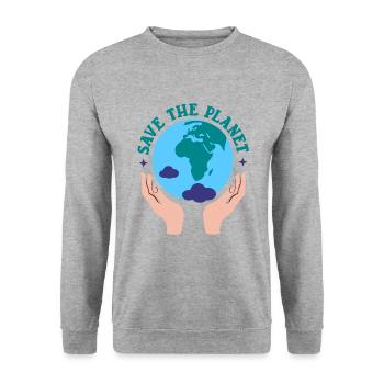 Le changement climatique sauve la planète - Sweat-shirt Unisexe - gris chiné - Devant - Alina (178cm) & Michal (187cm)