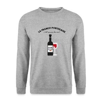 la franco-portugaise, c'est comme du vin! - Sweat-shirt Unisexe - gris chiné - Devant - Alina (178cm) & Michal (187cm)