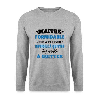 Maître formidable idée cadeau maître d'école - Sweat-shirt Unisexe - gris chiné - Devant - Alina (178cm) & Michal (187cm)