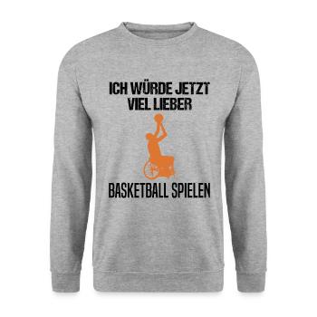 Rollstuhl Basketball Spieler Lustiger Spruch - Unisex Pullover - Weißgrau meliert - Vorne - Alina (178cm) & Michal (187cm)