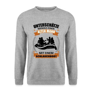 Rafting Alter Mann Spruch Wassersport Geschenk - Unisex Pullover - Weißgrau meliert - Vorne - Alina (178cm) & Michal (187cm)