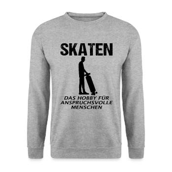 Skater Skateboard Fahrer Skaten Spruch Geschenk - Unisex Pullover - Weißgrau meliert - Vorne - Alina (178cm) & Michal (187cm)