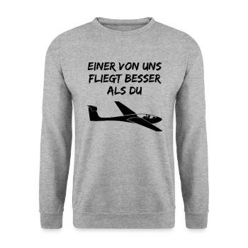 Segelfliegen Lustiger Spruch Segelflieger Geschenk - Unisex Pullover - Weißgrau meliert - Vorne - Alina (178cm) & Michal (187cm)