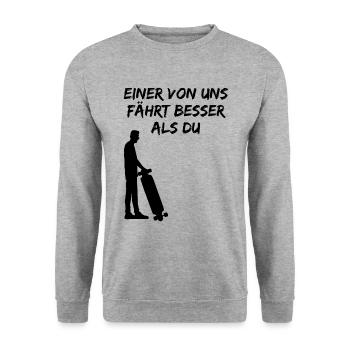 Skater Skateboard Fahrer Skaten Spruch Geschenk - Unisex Pullover - Weißgrau meliert - Vorne - Alina (178cm) & Michal (187cm)