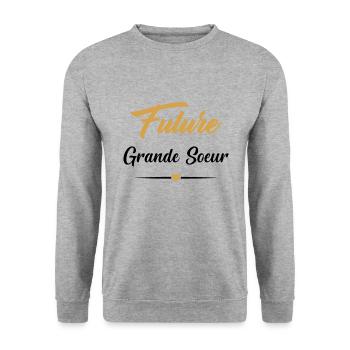 Enfant Enfant Future Grande Soeur - Sweat-shirt Unisexe - gris chiné - Devant - Alina (178cm) & Michal (187cm)