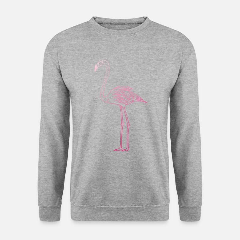 Flamingo stilvolles Geschenk - Unisex Pullover - Weißgrau meliert