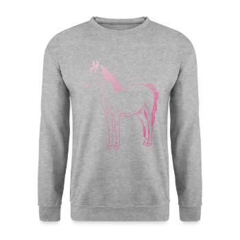 Pferde Design Geschenk - Unisex Pullover - Weißgrau meliert - Vorne - Alina (178cm) & Michal (187cm)