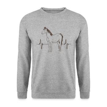 Herzschlag für Pferde - Unisex Pullover - Weißgrau meliert - Vorne - Alina (178cm) & Michal (187cm)