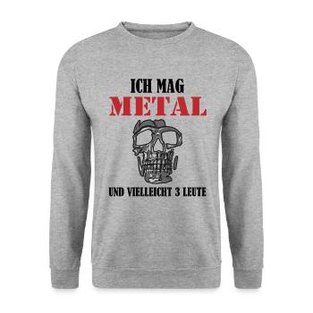 Totenkopf Metal Liebhaber Einsiedler Geschenk - Unisex Pullover - Weißgrau meliert - Vorne - Alina (178cm) & Michal (187cm)