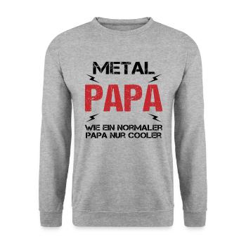 Cooler Metal Papa Musik Vaterliebe Geschenk - Unisex Pullover - Weißgrau meliert - Vorne - Alina (178cm) & Michal (187cm)