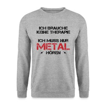 Metal Therapie Musikheilung Starkes Statement - Unisex Pullover - Weißgrau meliert - Vorne - Alina (178cm) & Michal (187cm)