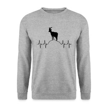 Battement de cœur des montagnes - Magie de la chèvre de montagne - Sweat-shirt Unisexe - gris chiné - Devant - Alina (178cm) & Michal (187cm)