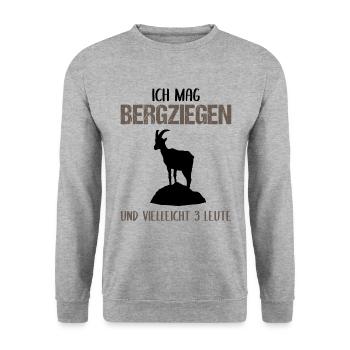 Bergziegenfreund - Unisex Pullover - Weißgrau meliert - Vorne - Alina (178cm) & Michal (187cm)