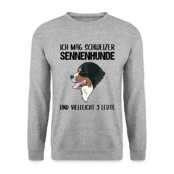 Berner Sennenhund Liebe und Sarkasmus Geschenk - Unisex Pullover - Weißgrau meliert - Vorne - Alina (178cm) & Michal (187cm)