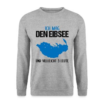 Eibsee und Introvertierte: Eine Seltene Mischung - Unisex Pullover - Weißgrau meliert - Vorne - Alina (178cm) & Michal (187cm)