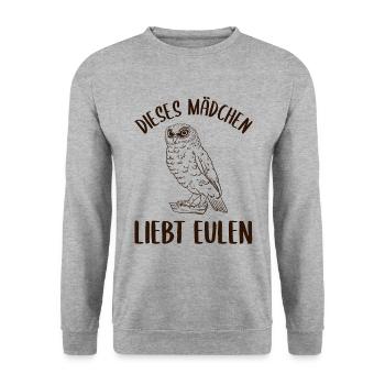 Mädchen Eulenliebhaber Inbrunst Statement - Unisex Pullover - Weißgrau meliert - Vorne - Alina (178cm) & Michal (187cm)