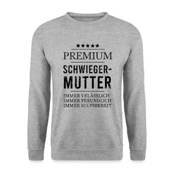 Premium Schwieger-Mutter - Sterne der Liebe - Unisex Pullover - Weißgrau meliert - Vorne - Alina (178cm) & Michal (187cm)