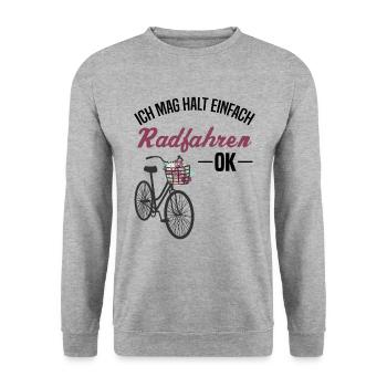 Ich Mag Halt Einfach Radfahren - Ok - Blumenmuster - Unisex Pullover - Weißgrau meliert - Vorne - Alina (178cm) & Michal (187cm)
