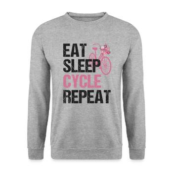 Eat Sleep Cycle Repeat - Bicycle Life Flowers - Unisex Sweatshirt - salt & pepper - Front - Alina (178cm) & Michal (187cm)
