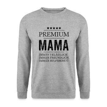 Premium Mama 5-Sterne Liebe und Fürsorge Geschenk - Unisex Pullover - Weißgrau meliert - Vorne - Alina (178cm) & Michal (187cm)