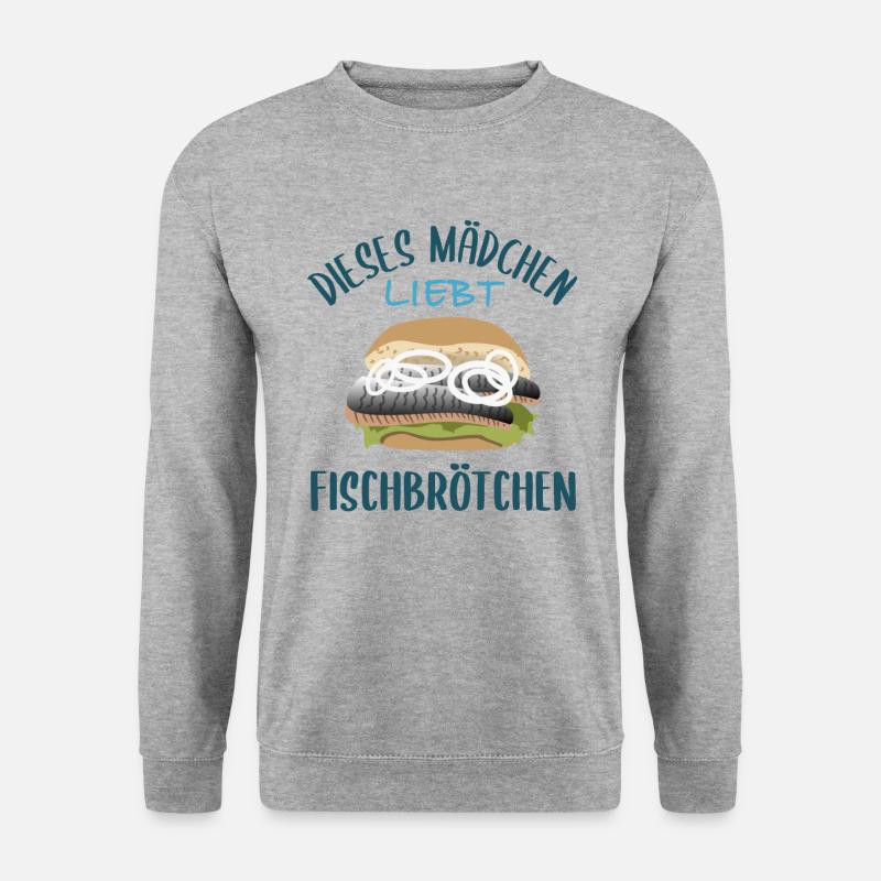 Mädchen & Fischbrötchen - Eine Liebesgeschichte - Unisex Pullover - Weißgrau meliert