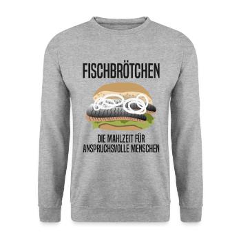 Fischbrötchen für Feinschmecker Geschenk - Unisex Pullover - Weißgrau meliert - Vorne - Alina (178cm) & Michal (187cm)