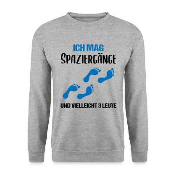 Humorvolle Spaziergang-Liebhaber Einsiedler - Unisex Pullover - Weißgrau meliert - Vorne - Alina (178cm) & Michal (187cm)