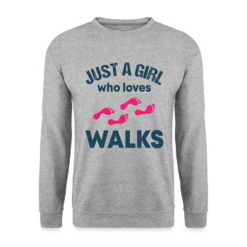 Simple Walk Lover Gift - Unisex Sweatshirt - salt & pepper - Front - Alina (178cm) & Michal (187cm)