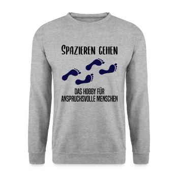 Anspruchsvolles Spazieren Geh Design - Unisex Pullover - Weißgrau meliert - Vorne - Alina (178cm) & Michal (187cm)