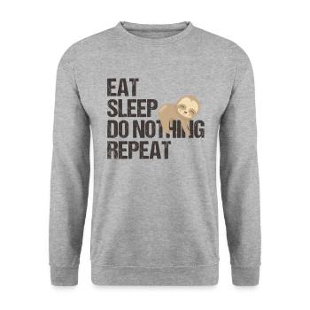 Lazy Bear Daily Routine English Humor Gift - Unisex Sweatshirt - salt & pepper - Front - Alina (178cm) & Michal (187cm)