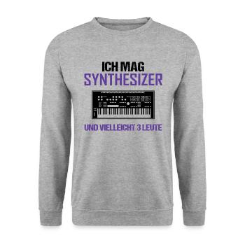 Synthesizer und 3 Leute Musikliebhaber Geschenk - Unisex Pullover - Weißgrau meliert - Vorne - Alina (178cm) & Michal (187cm)