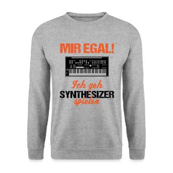 Mir egal Synthesizer Spielen Musik Geschenk - Unisex Pullover - Weißgrau meliert - Vorne - Alina (178cm) & Michal (187cm)