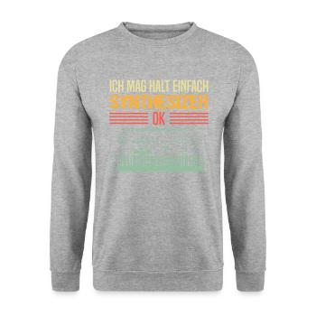 Einfache Synthesizer Liebe Musik Geschenk - Unisex Pullover - Weißgrau meliert - Vorne - Alina (178cm) & Michal (187cm)