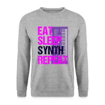 Manger sommeil synthé répétition musique cycle cadeau - Sweat-shirt Unisexe - gris chiné - Devant - Alina (178cm) & Michal (187cm)