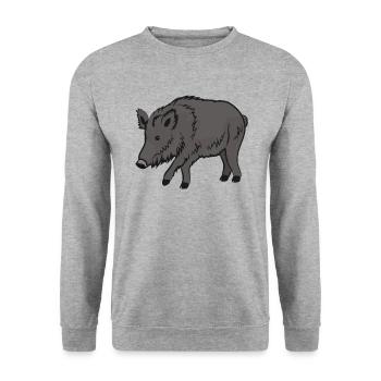 Mignon sanglier Woodland Animal Nature cadeau - Sweat-shirt Unisexe - gris chiné - Devant - Alina (178cm) & Michal (187cm)