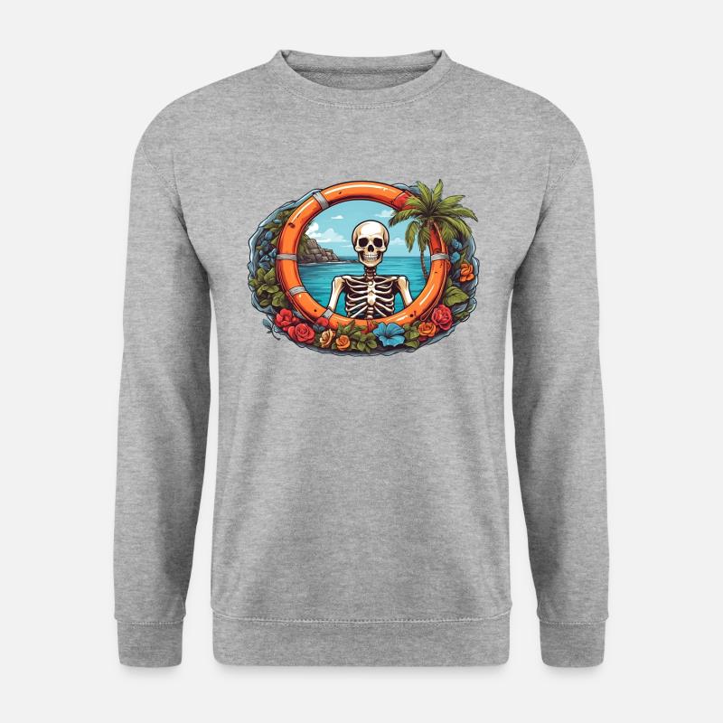 Tropisches Skelett - Unisex Pullover - Weißgrau meliert