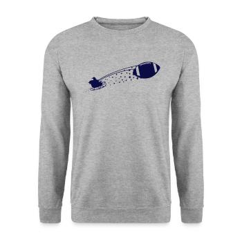Train de football traîneau de Noël Fantaisie - Sweat-shirt Unisexe - gris chiné - Devant - Alina (178cm) & Michal (187cm)
