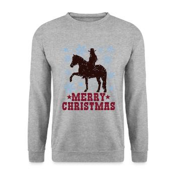 Winter Riding Fun Girl Merry Christmas - Unisex Sweatshirt - salt & pepper - Front - Alina (178cm) & Michal (187cm)