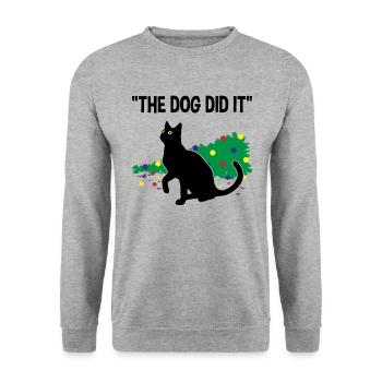 Chat espiègle culpabilité sur cadeau de chien - Sweat-shirt Unisexe - gris chiné - Devant - Alina (178cm) & Michal (187cm)