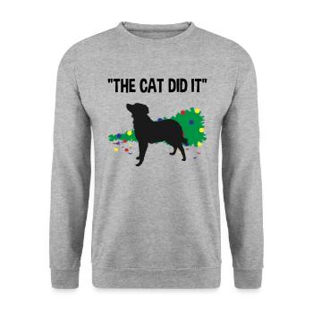 Guilty Dog Cat fait des farces à Noël - Sweat-shirt Unisexe - gris chiné - Devant - Alina (178cm) & Michal (187cm)