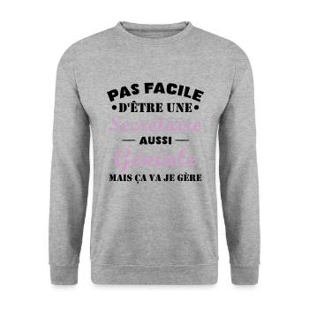 Secrétaire géniale cadeau drôle secrétaire - Sweat-shirt Unisexe - gris chiné - Devant - Alina (178cm) & Michal (187cm)