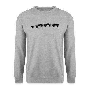 Monstertrucks Schlittenfahrt Weihnachten Hit - Unisex Pullover - Weißgrau meliert - Vorne - Alina (178cm) & Michal (187cm)