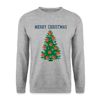 Merry Bball Xmas Tree for Sports Fans - Unisex Sweatshirt - salt & pepper - Front - Alina (178cm) & Michal (187cm)