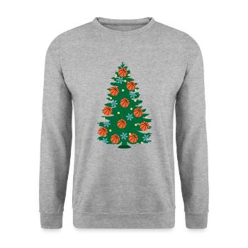 Basketball Christmas Tree Basket Hunter Fest - Unisex Sweatshirt - salt & pepper - Front - Alina (178cm) & Michal (187cm)