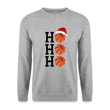 Basketball H Ho Ho Ho Weihnachtsmütze Fun - Unisex Pullover - Weißgrau meliert - Vorne - Alina (178cm) & Michal (187cm)